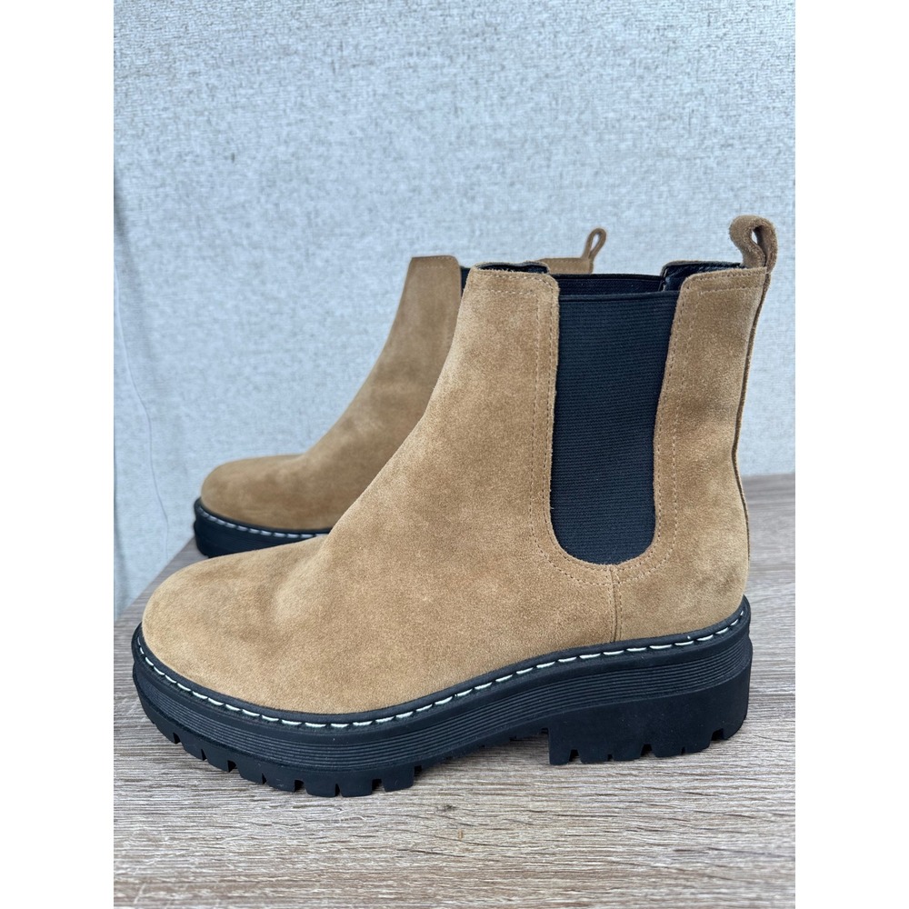 Marc Fisher Tan Suede Chelsea Lug Boots